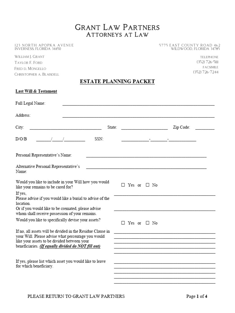 Estate Planning Packet Template | PDF | Property Law | Wills And Trusts