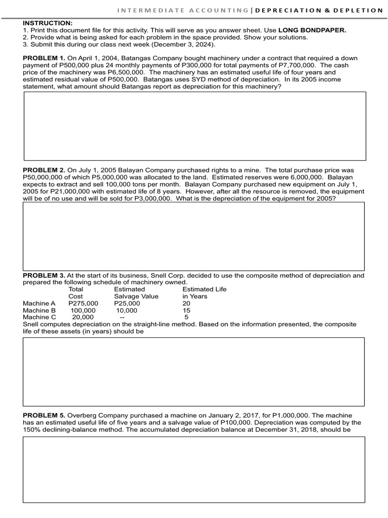 Activity+ +Depreciation+and+Depletion | PDF | Depreciation | Expense