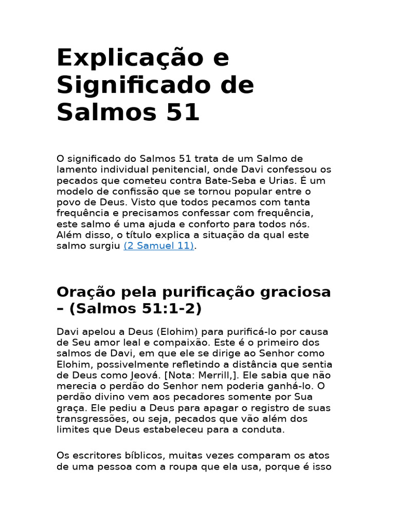 Significado e Estudo do Salmo 51 | PDF | Pecado | Davi