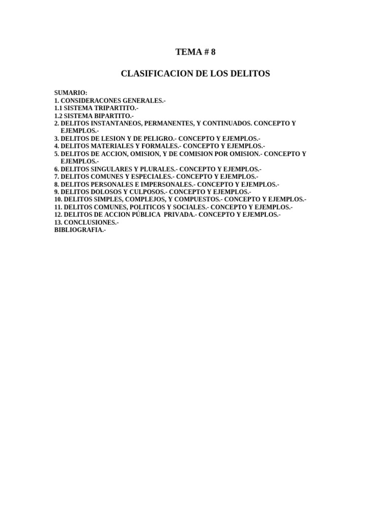 Clasificación de Delitos: Tipos y Ejemplos | PDF | Derecho penal ...