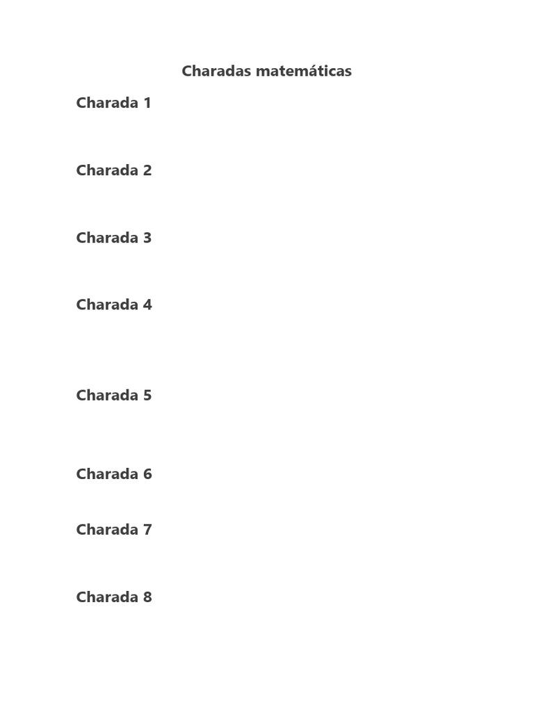 Charadas Matemáticas Divertidas Pdf