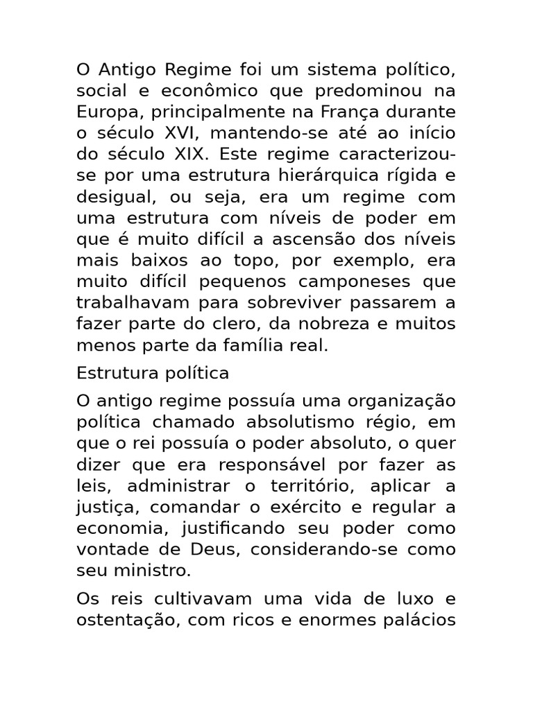 O Antigo Regime Foi Um Período Da História Europeia Que Se Iniciou ...