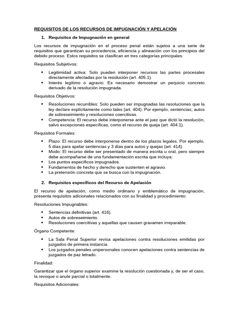 Requisitos para Impugnación y Apelación | PDF | Apelación | Sentencia (ley)