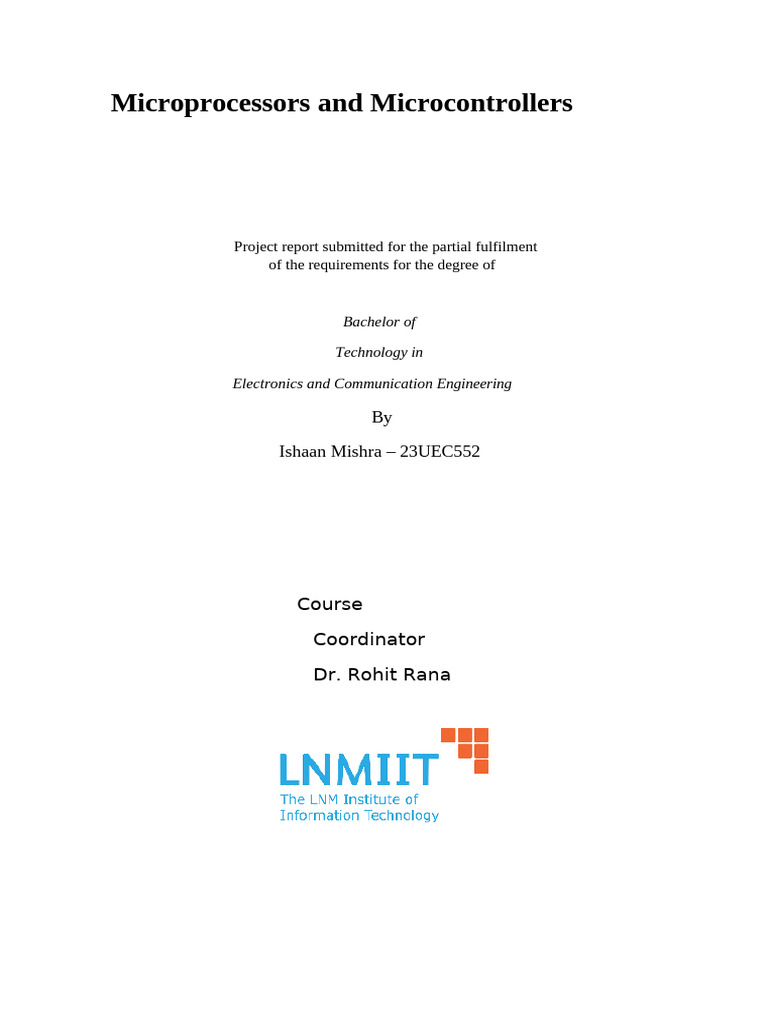 23UEC552 Project Report | PDF | Microcontroller | Computer Architecture