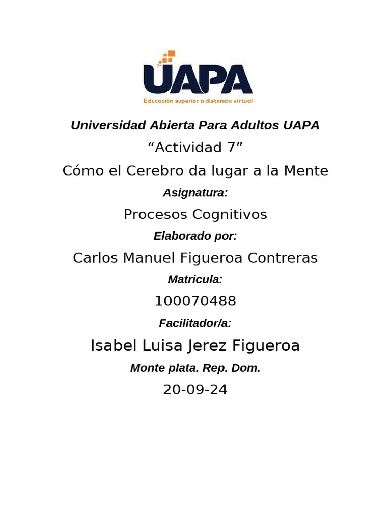 Activad 7 | PDF | Cerebro | Mente