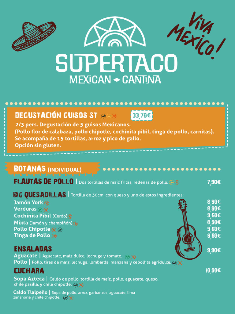 Menú de Tacos y Bebidas Mexicanas | PDF | Taco | Alimentos