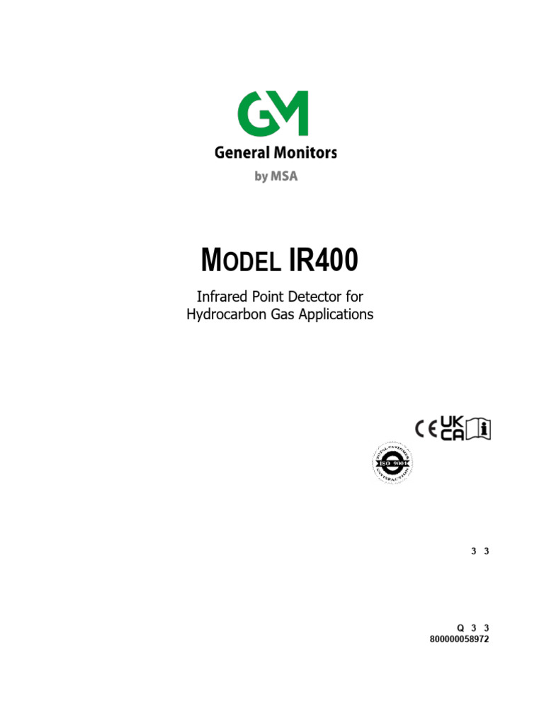 IR400 Infrared Gas Detector Manual | PDF | Calibration | Electrical ...