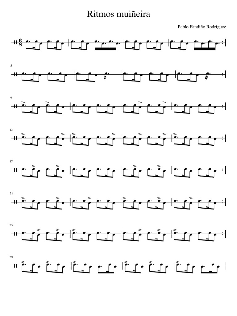 Muiñeira Rhythm Notation Guide | PDF