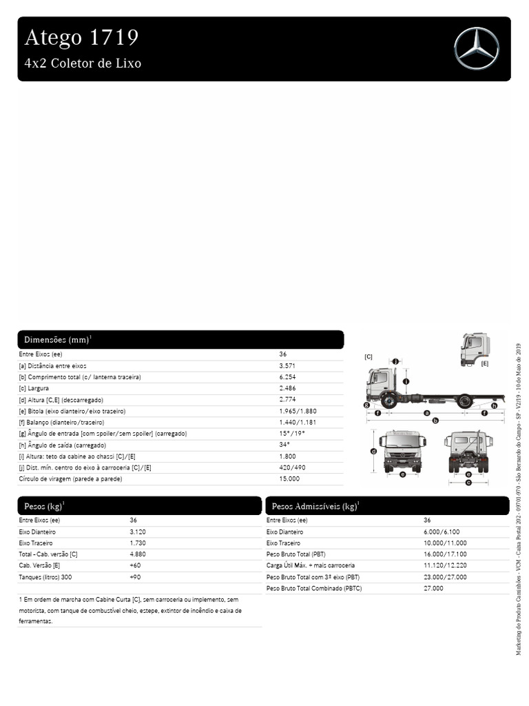 Ficha Técnica do Atego 1719 | PDF | Freio | Indústria automobilística
