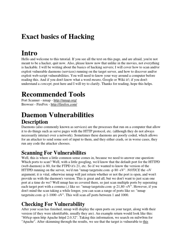 Hacking Basics: Exploiting Server Vulnerabilities | PDF | World Wide ...