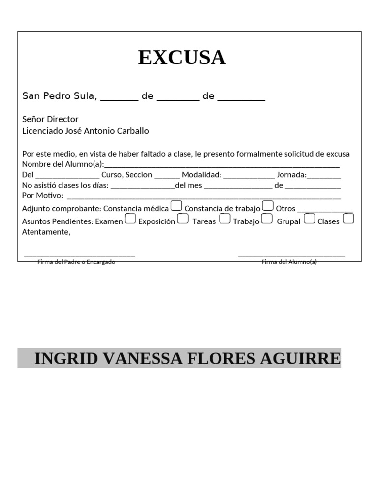 Excusa JTR Ofimatica | PDF