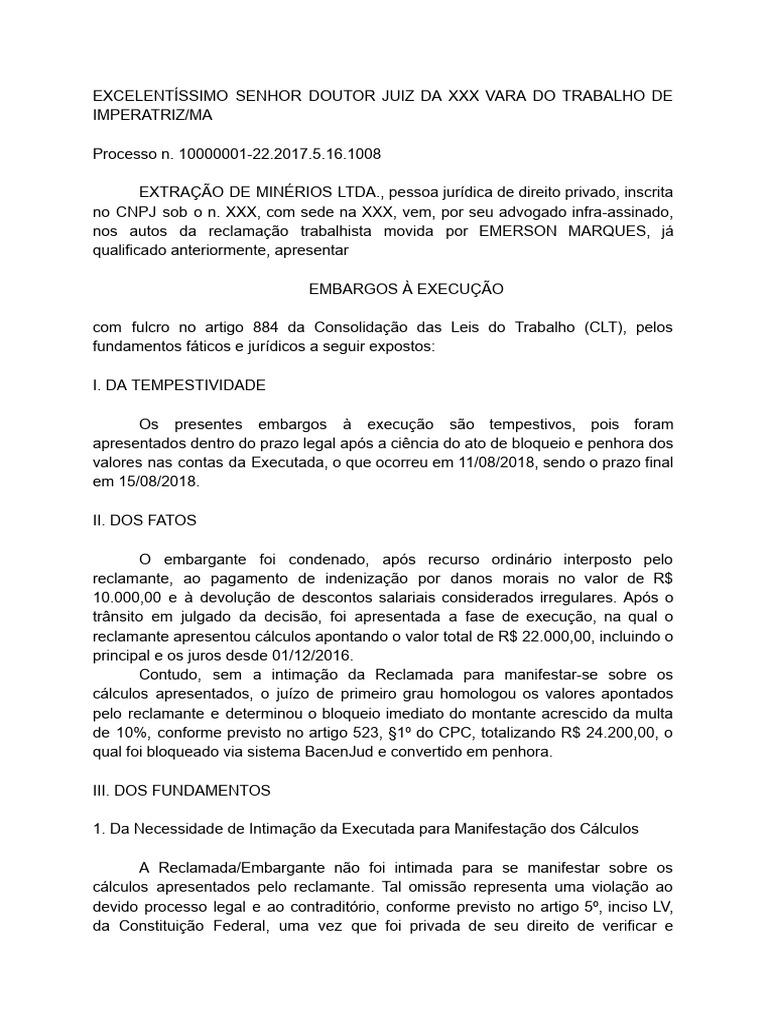 Embargos À Execução - Prática Trabalhista | PDF | Indenização ...