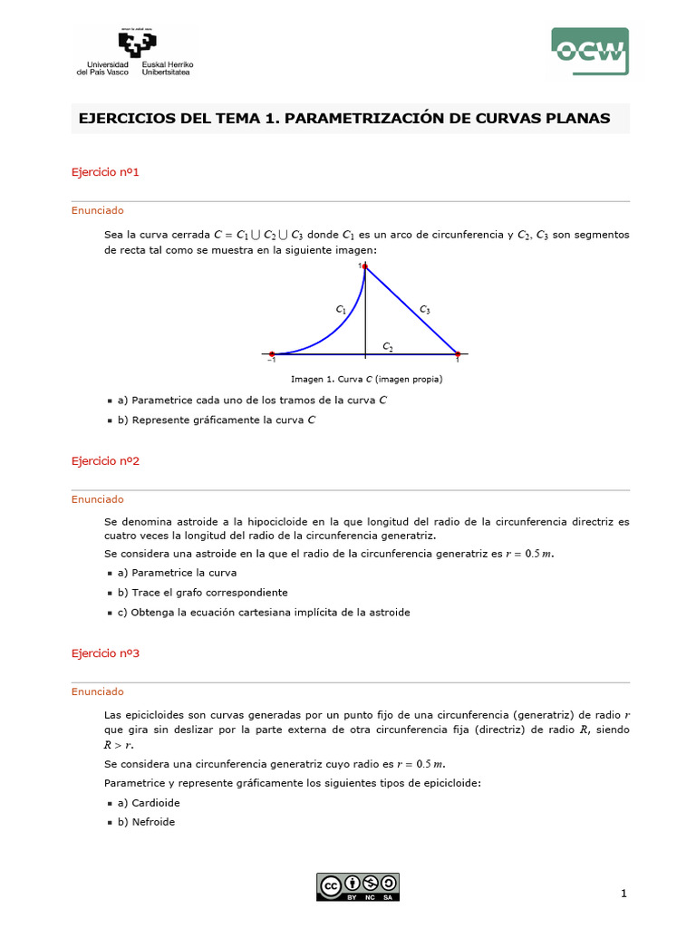Ejercicios de Parametrización de Curvas y Superficies | PDF | Hazme ...