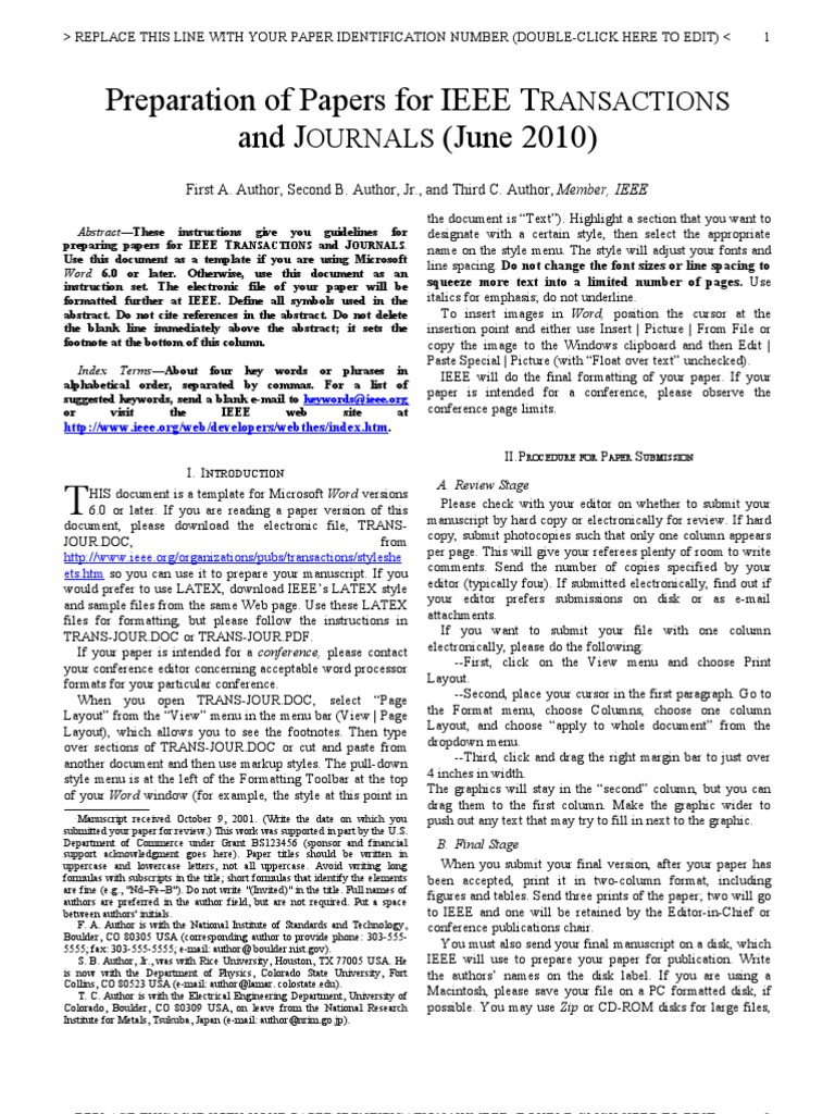 Ieee Format | PDF | Microsoft Word | Image Scanner