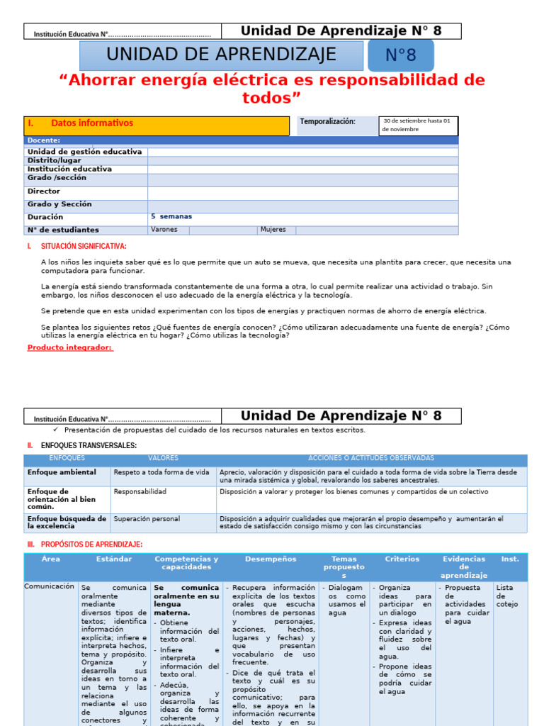 2° Grado - Unidad de Aprendizaje N°08 | PDF | Números | Sustracción