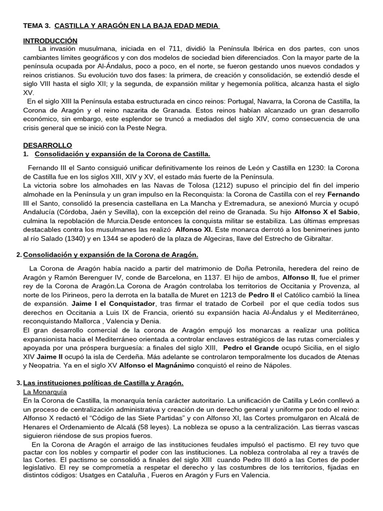 Castilla y Aragón en la Baja Edad Media | PDF