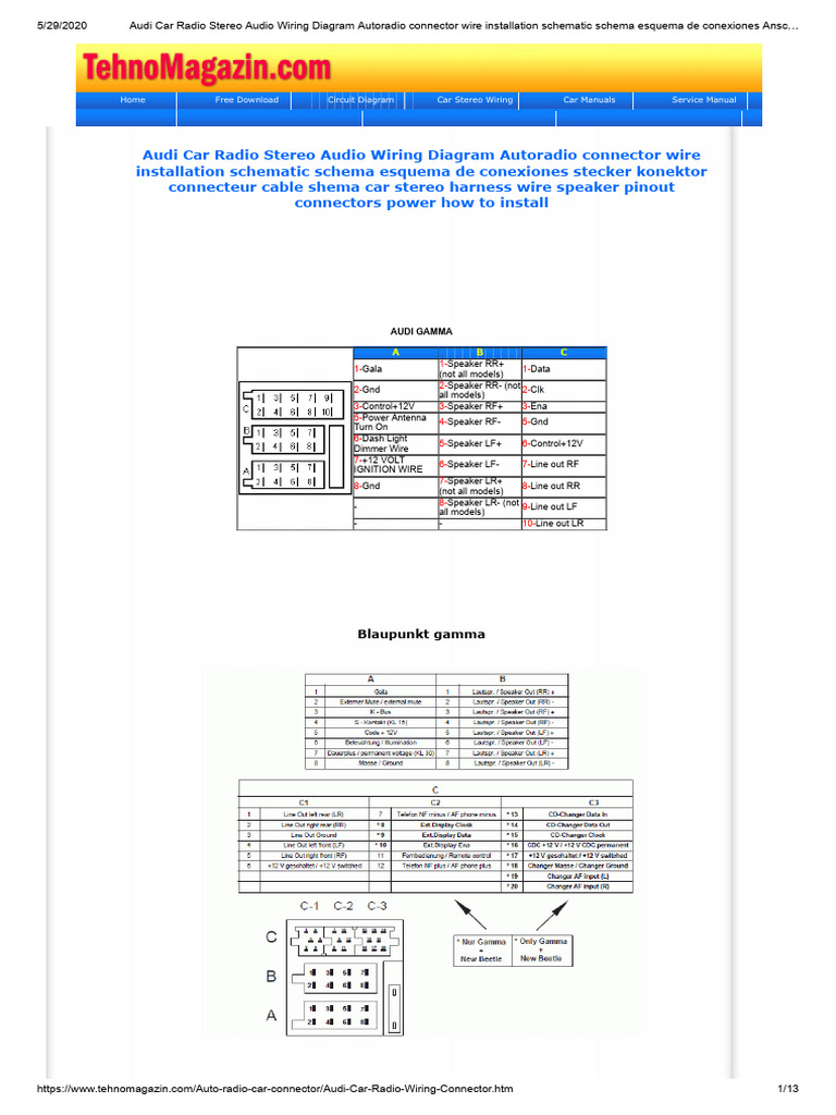 Audi Radio Wiring Diagrams Guide | PDF | Audi | Microphone