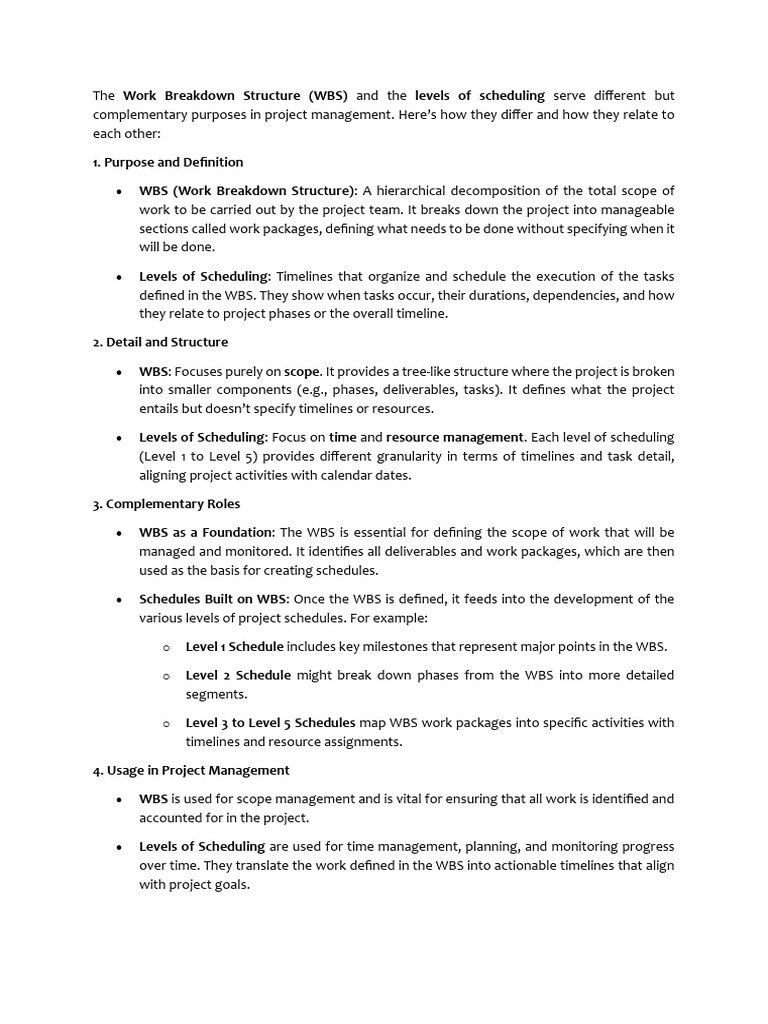 WBS vs. Scheduling in Project Management | PDF | Project Management ...