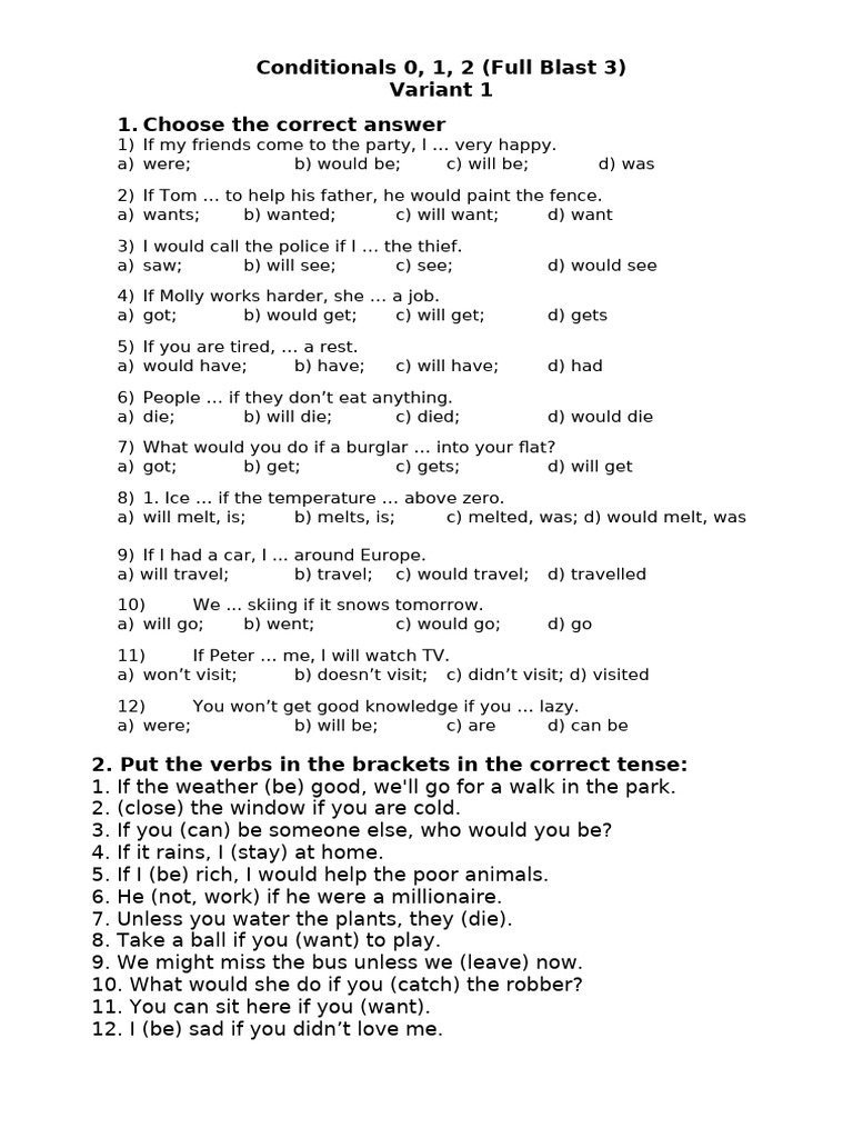 Conditionals Test | PDF