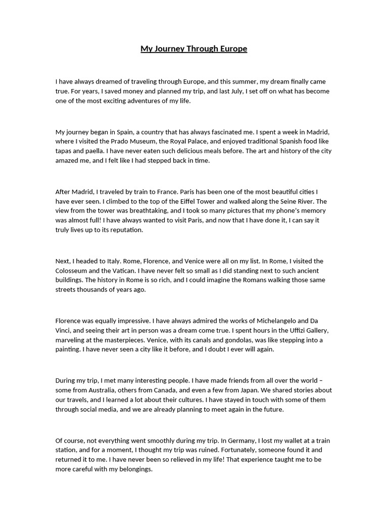 My Journey Through Europe | PDF | Rome