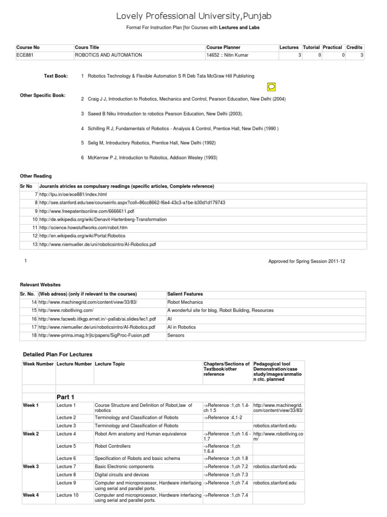 Robotics Course Guide | PDF | Robot | Robotics