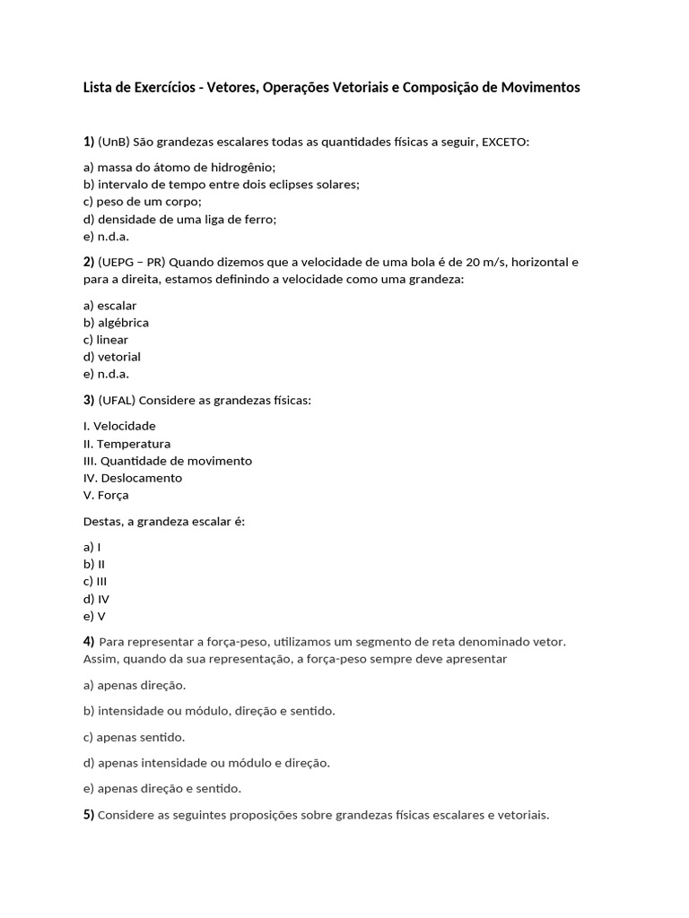 Exercícios Resolvidos sobre Vetores | PDF | Vetor euclidiano | Espaço ...