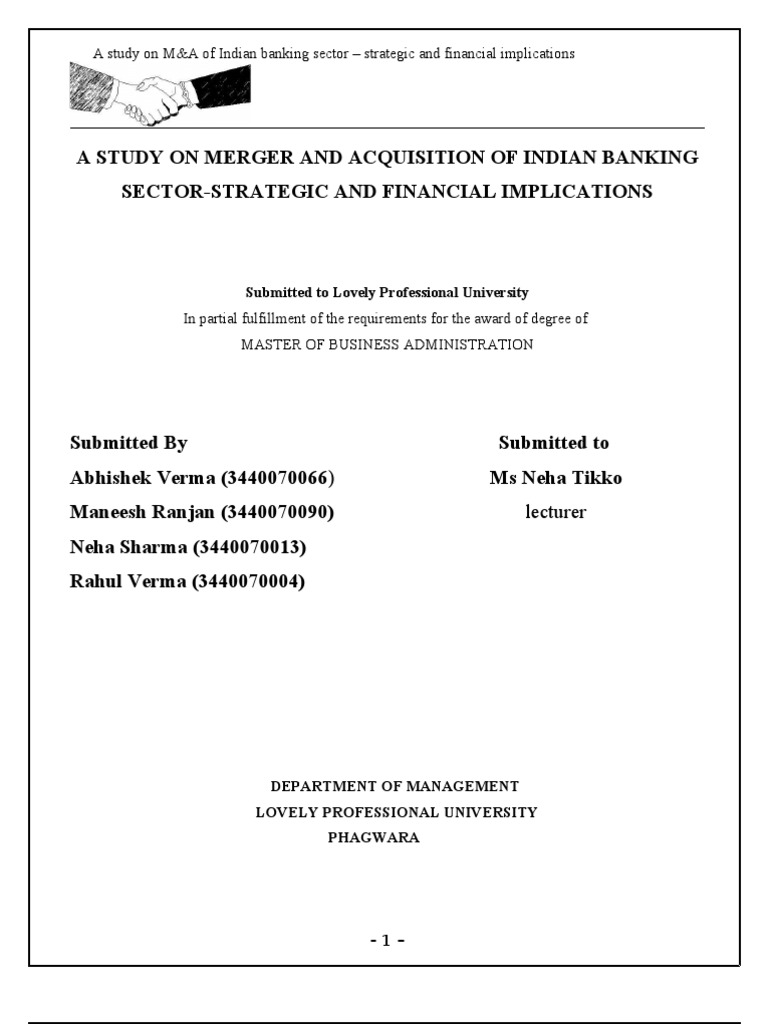 M&A Impacts on Indian Banking Sector | PDF | Mergers And Acquisitions ...