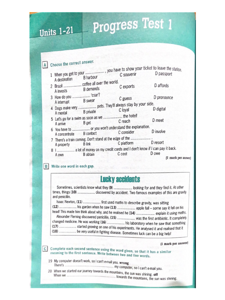 B1 Progress Test 01 | PDF