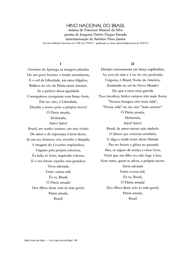Hino Nacional (Letra) | PDF
