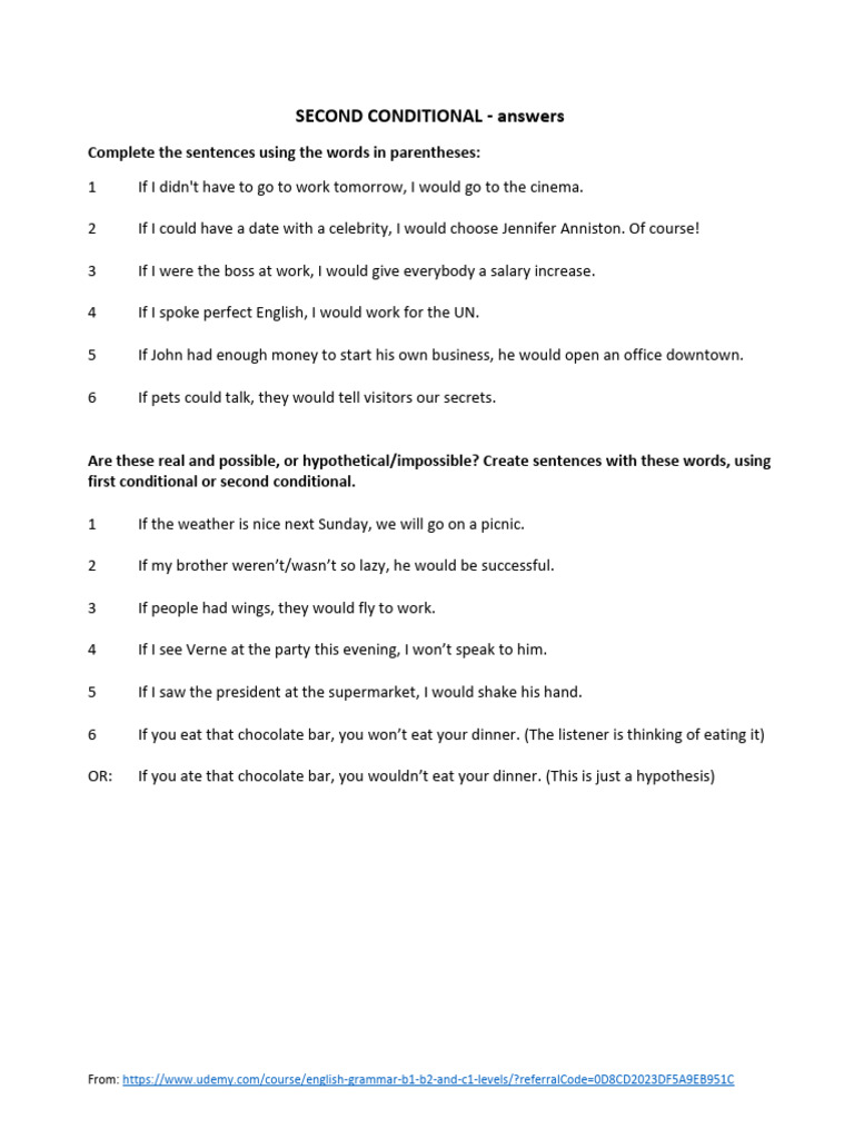 Answers 2 Second Conditional | PDF