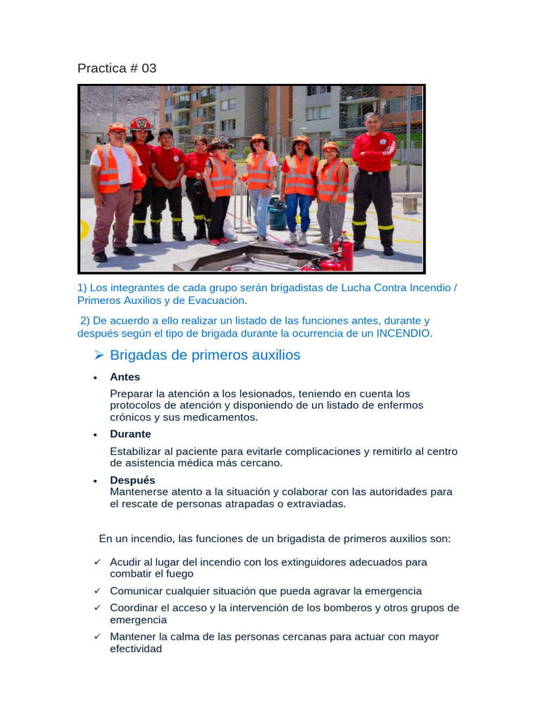 Funciones de Brigadas en Incendios | PDF | Primeros auxilios