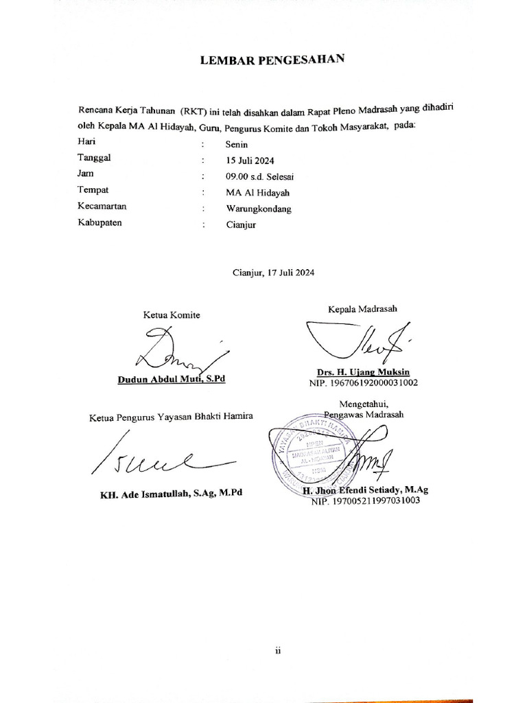 Pengesahan RKT | PDF
