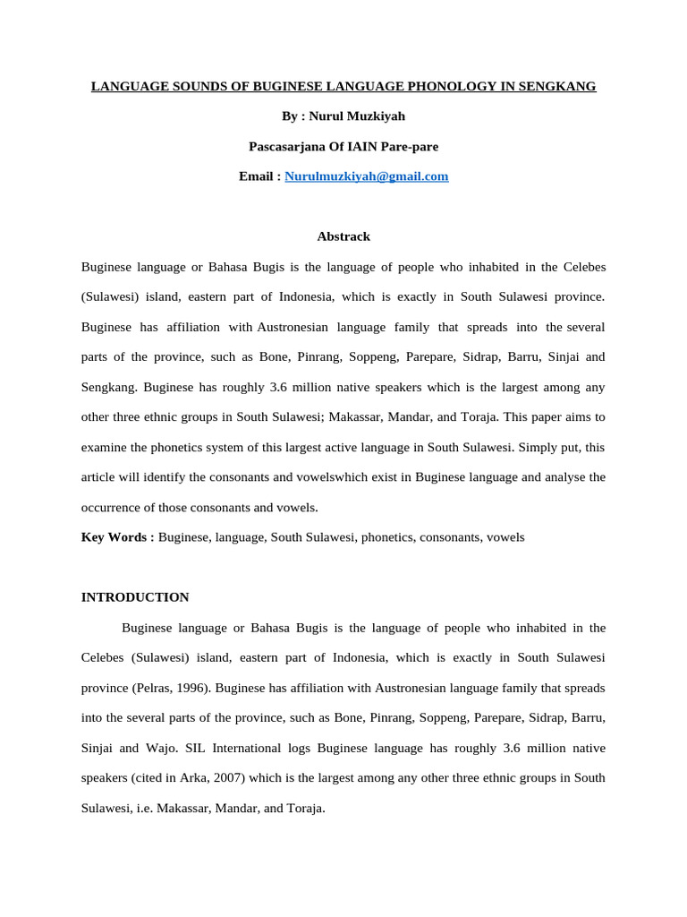 Buginese Language Phonology Study | PDF | Syllable | Phoneme