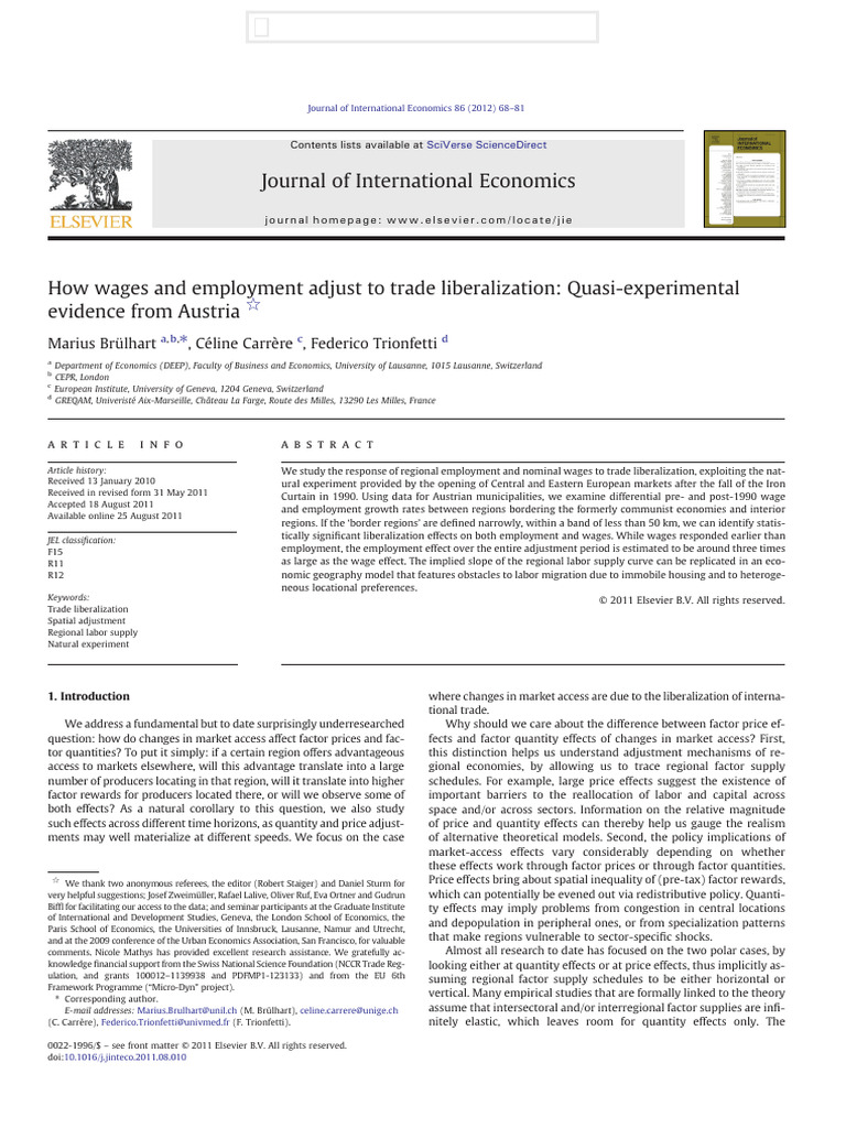 How Wages and Employment Adjust To Trade Liberalizat - 2012 - Journal ...