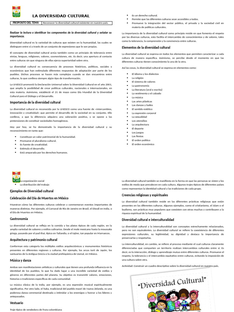 Importancia de la Diversidad Cultural | PDF | Tolerancia | México