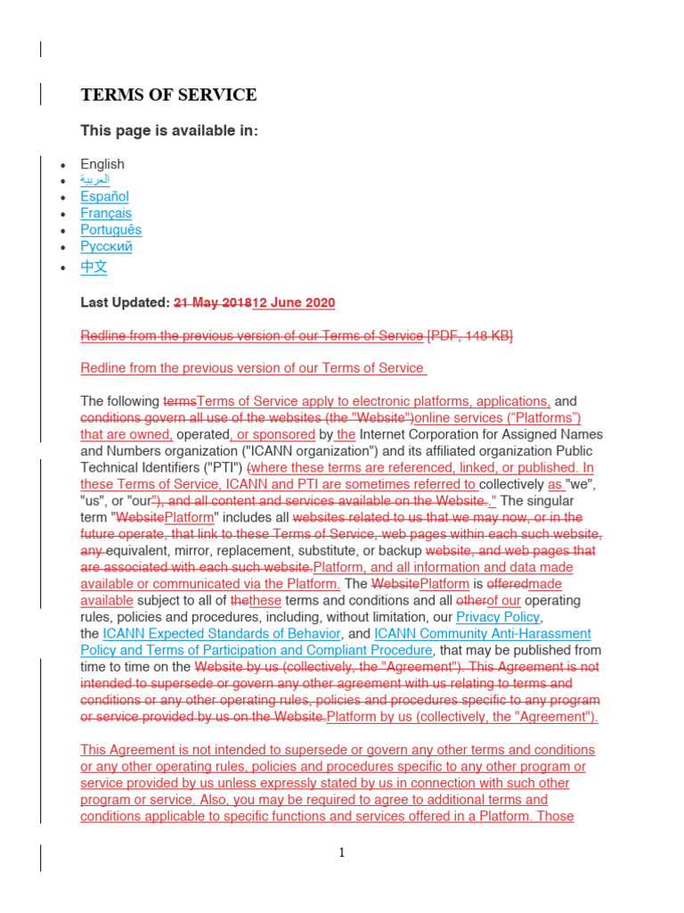 Picture of ICANN Terms of Service Overview | PDF | Arbitration | Trademark
