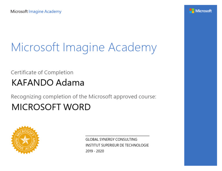 Microsoft Word Course Completion Pdf 