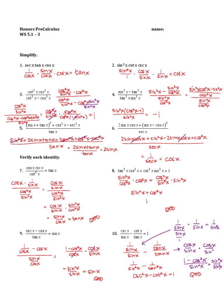 Trigonometric Identities and Simplifications | PDF | Trigonometric ...
