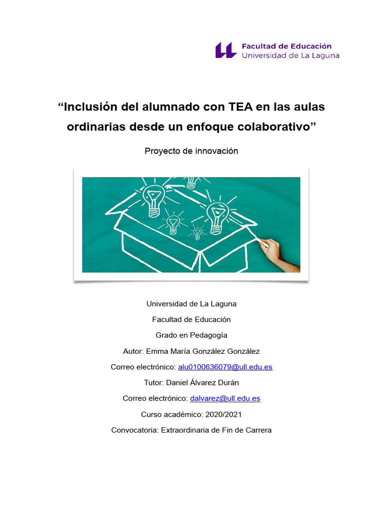 Inclusión de Alumnos con TEA en Aulas Ordinarias | PDF | Espectro ...