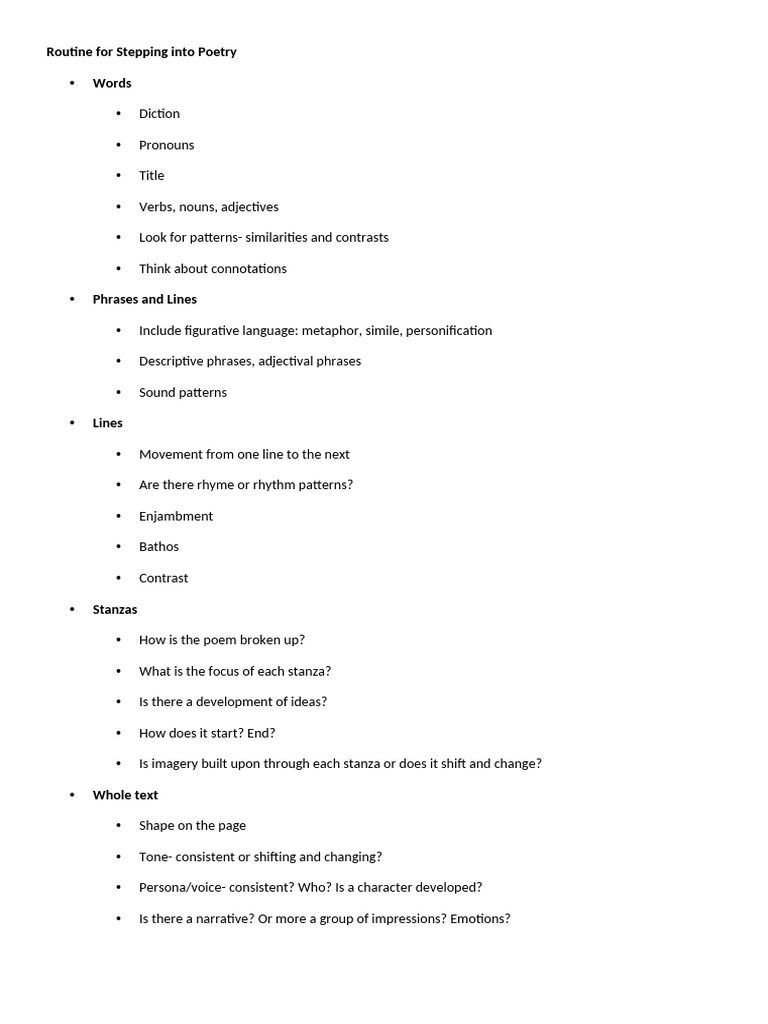 10 Routine For Stepping Into Poetry, Prose and Drama | PDF | Poetry ...