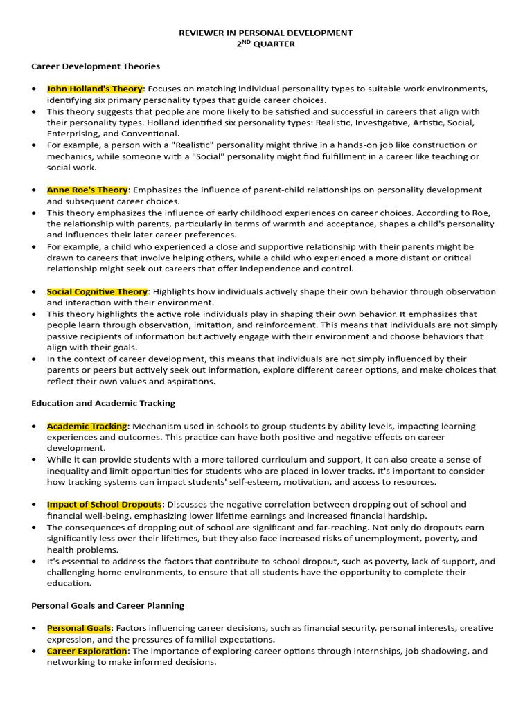 Reviewer in Personal Development Quarter 2 | PDF | Parenting | Psychology