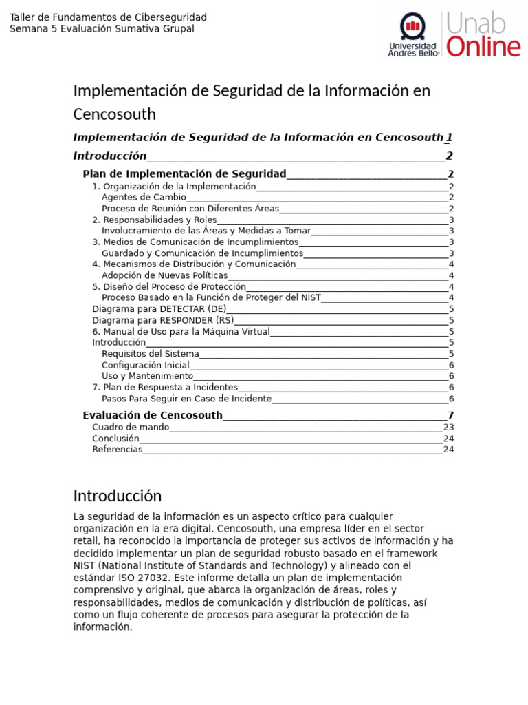 Plan de Seguridad de Información en Cencosouth | PDF | La seguridad ...