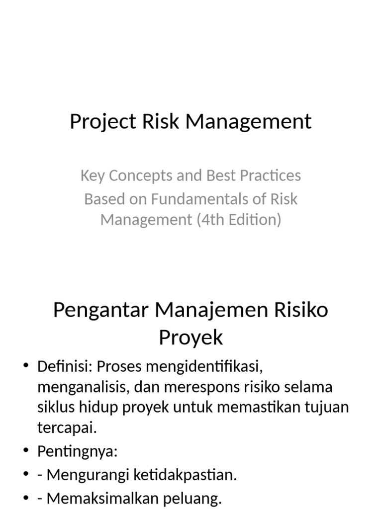 Manajemen Risiko Proyek: Panduan Praktis | PDF