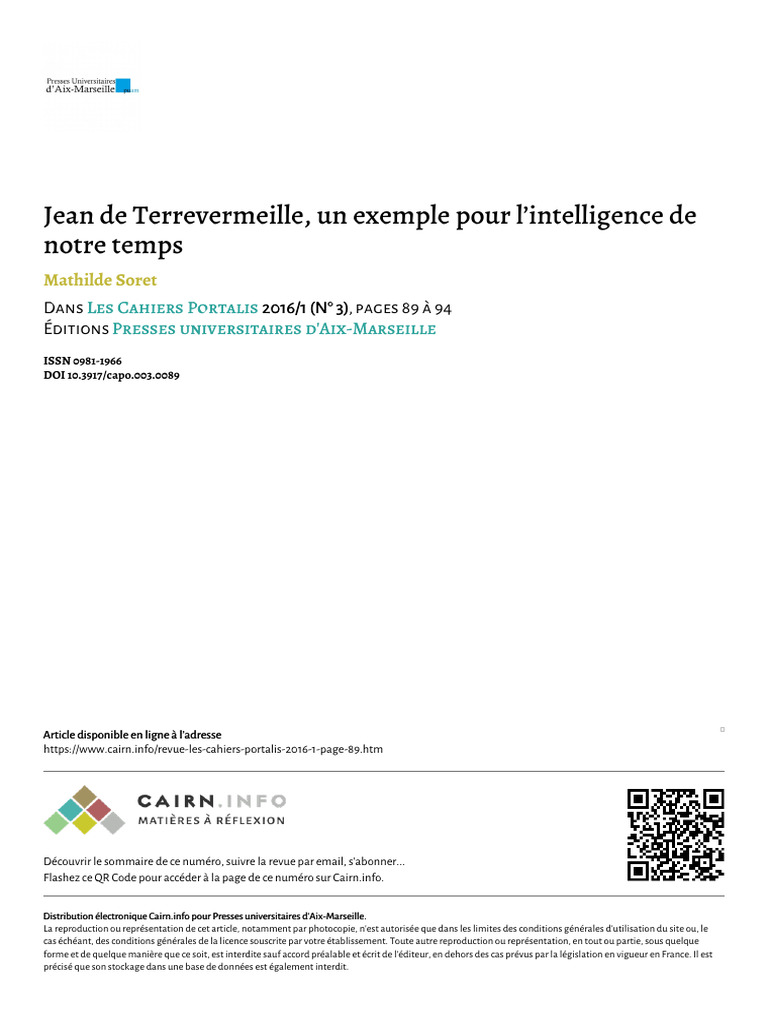 Jean de Terrevermeille : un juriste inspirant | PDF