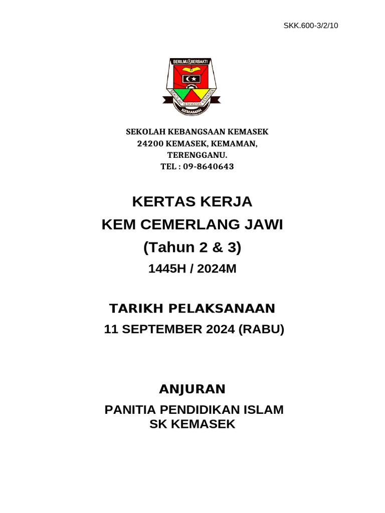 KERTAS KERJA KCJ - Tahap 1 TERKINI 2024 | PDF