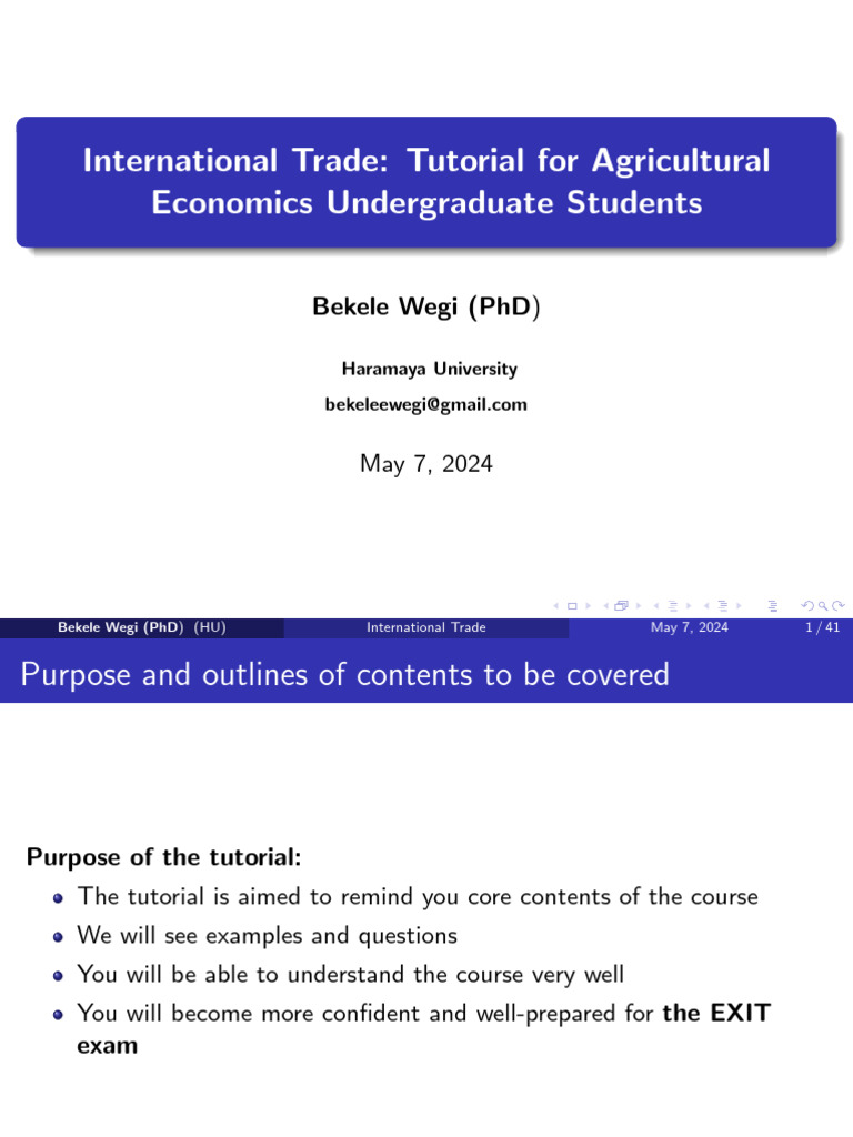 International Trade Tutorial | PDF | Comparative Advantage | Economies