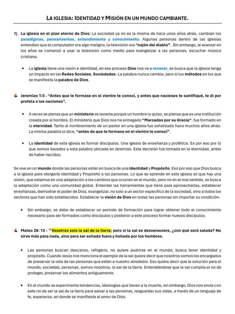 Identidad y Misión de la Iglesia Hoy | PDF | Iglesia cristiana | Dios