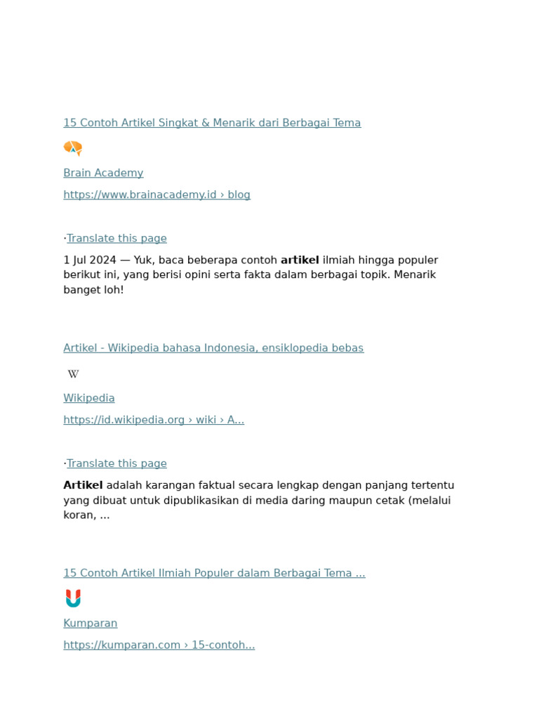 15 Contoh Artikel Singkat | PDF