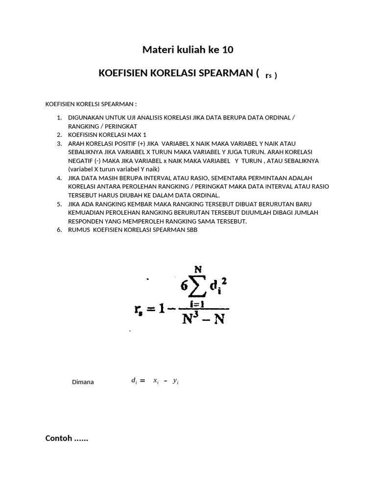 Analisis Koefisien Korelasi Spearman | PDF