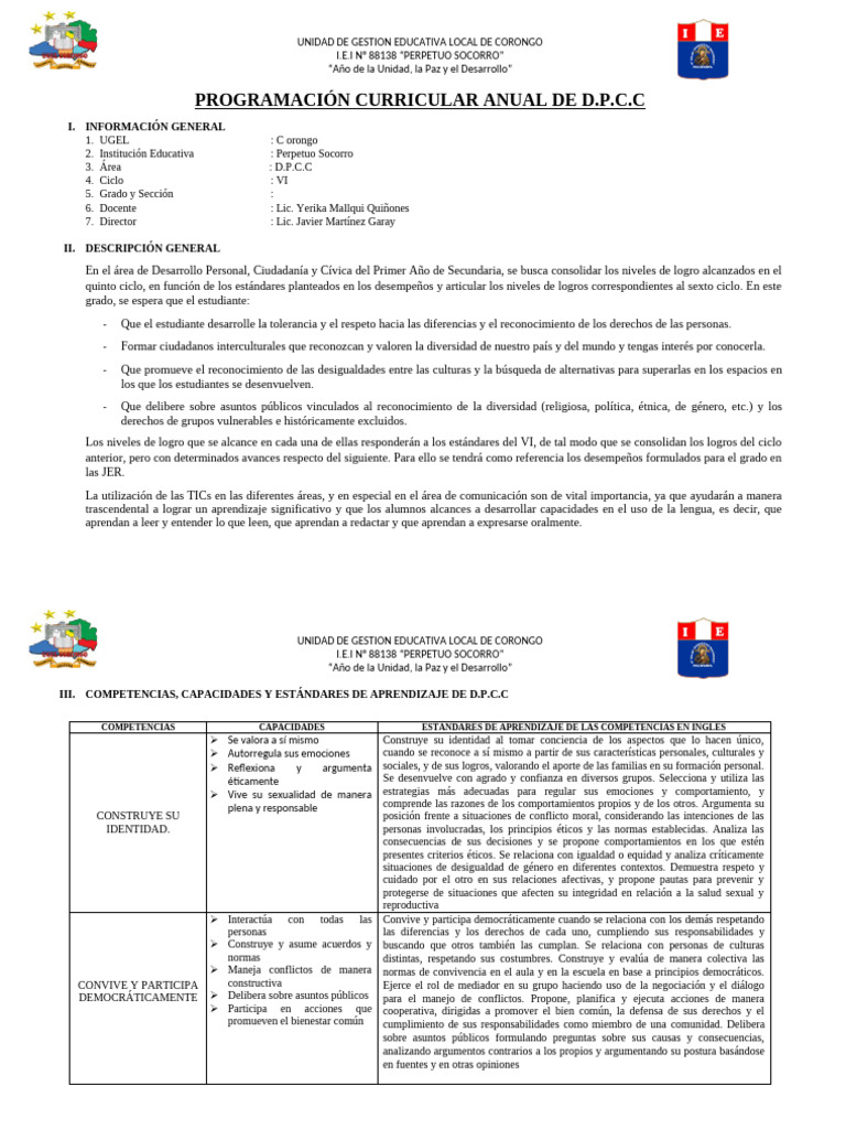 Programación Curricular D.P.C.C. Secundaria | PDF | Aprendizaje | Enseñando